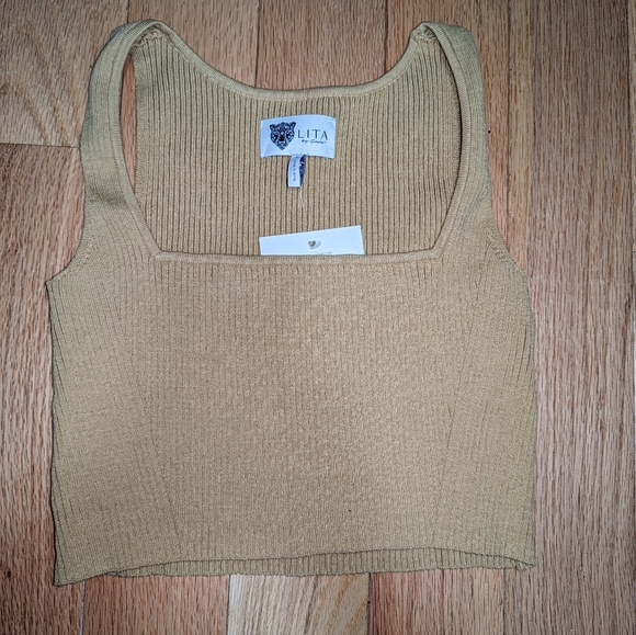 NWT REVOLVE X LITA BY CIARA TRUE RIB CROP TANK IN ICED COFFEE - Picture 4 of 6